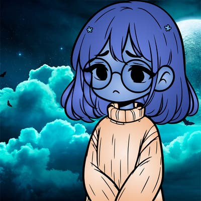 sad girl with glasses in a sweater