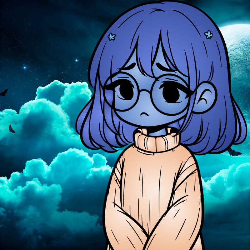sad girl with glasses in a sweater