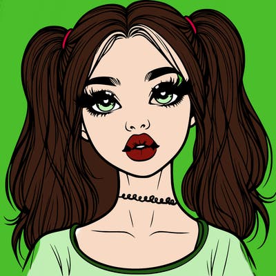 realistic girl with ponytails and lips