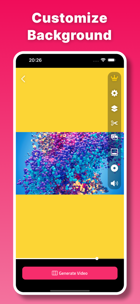 Split Video: Story Cutter - Split Video app interface showing the customize background feature for creating aesthetic social media stories