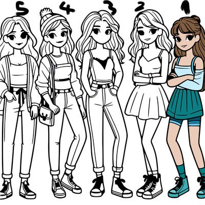 six teen girls standing together