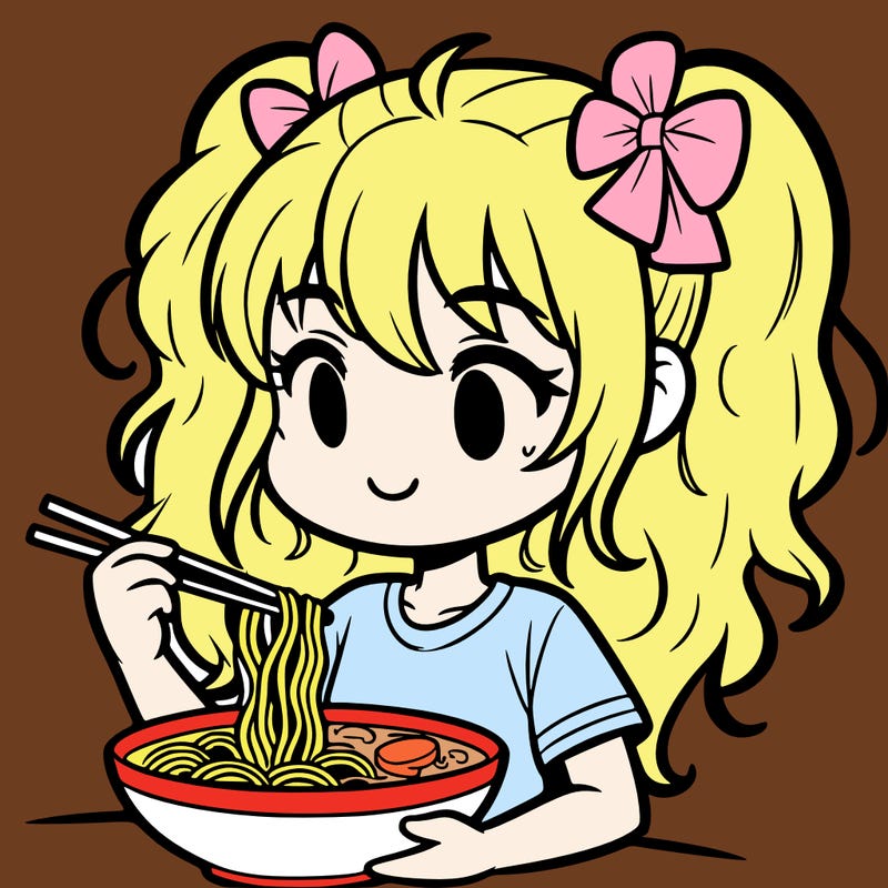 a girl eating ramen