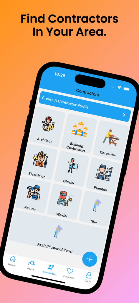 Easy Rent Ghana: Homes & more - Easy Rent Ghana app interface listing professional contractor services for home construction and maintenance