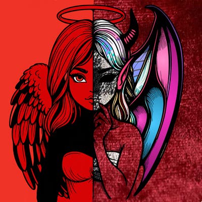 realistic angel half demon