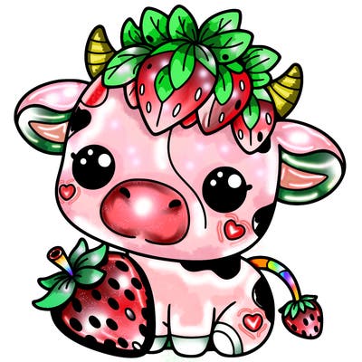 cute strawberry cow