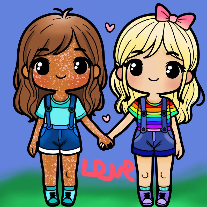 two girls holding hands