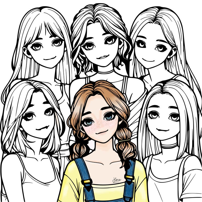 a group of girls realistic