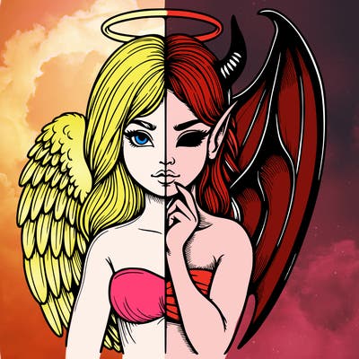 realistic angel half demon