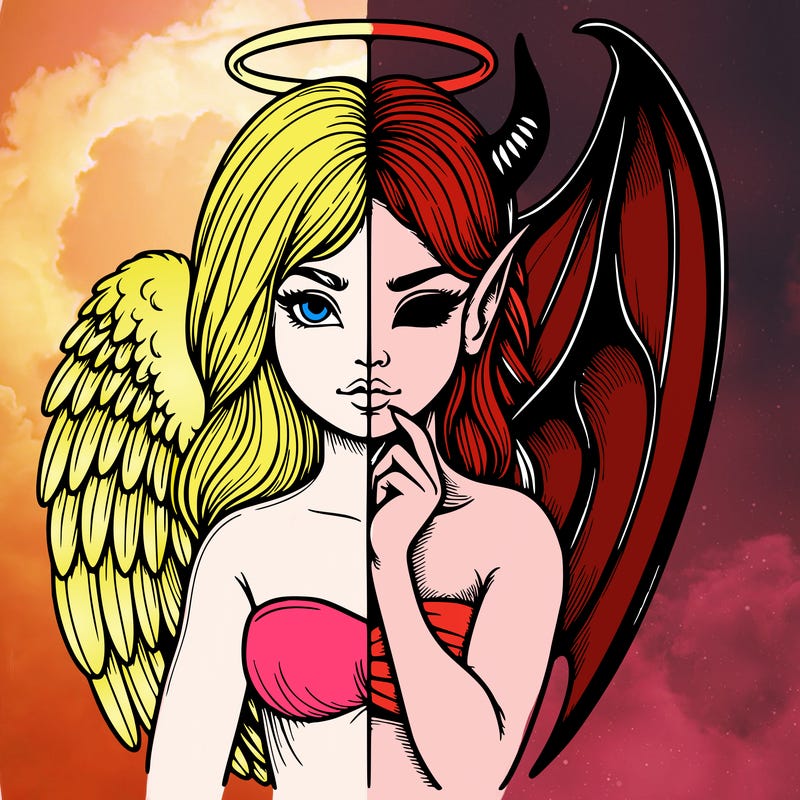 realistic angel half demon