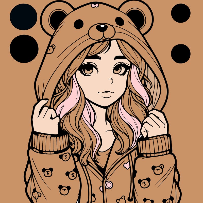 realistic girl in a animal pjs hoodie