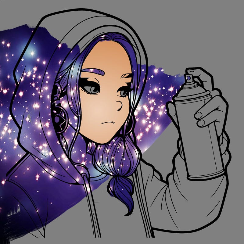 a realistic girl, spray painting