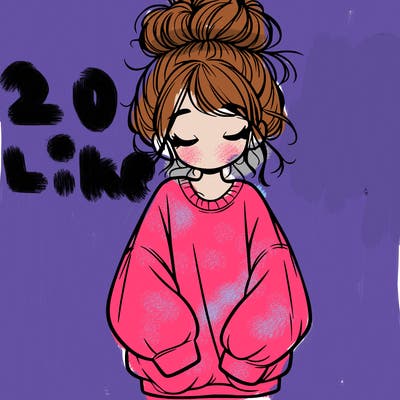 girl with baggy sweatshirt and messy bun