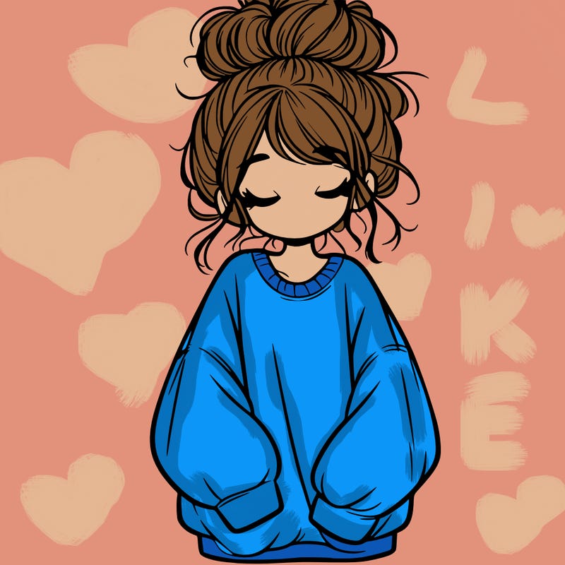 girl with baggy sweatshirt and messy bun
