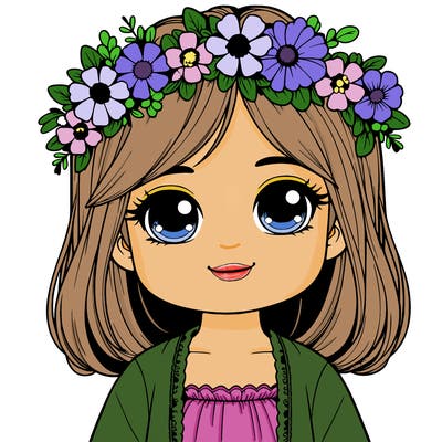 realistic little girl with flower crown