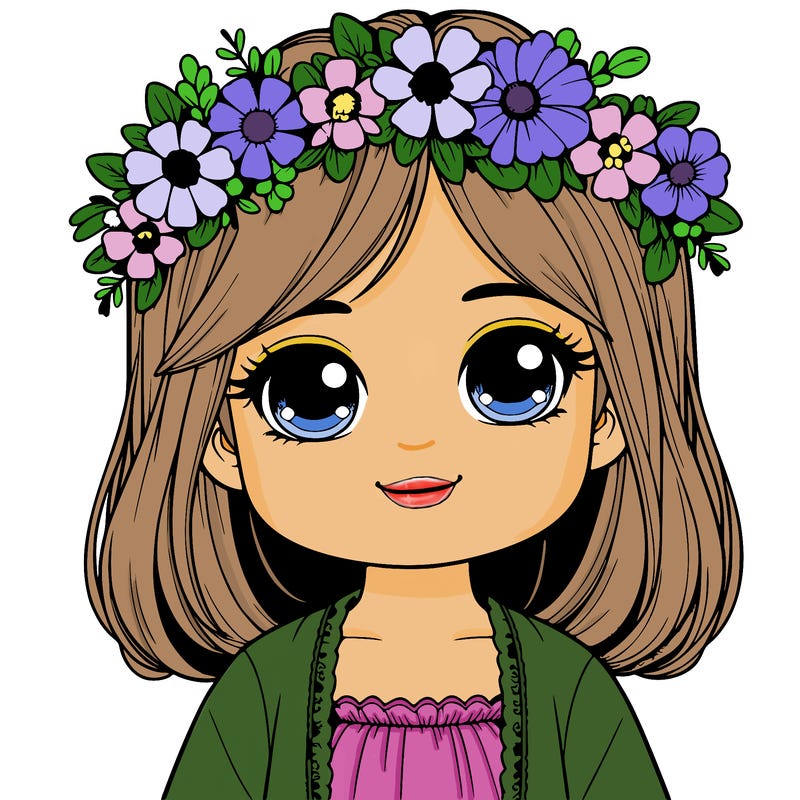 realistic little girl with flower crown
