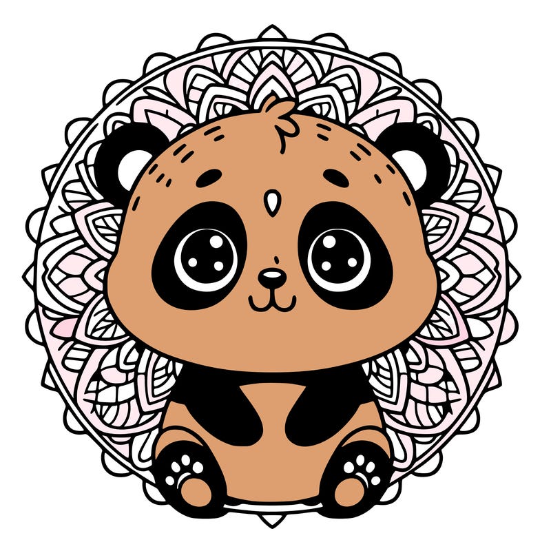 cute baby panda animal mandala