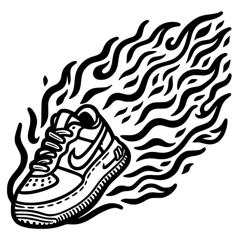 nike with flames around it