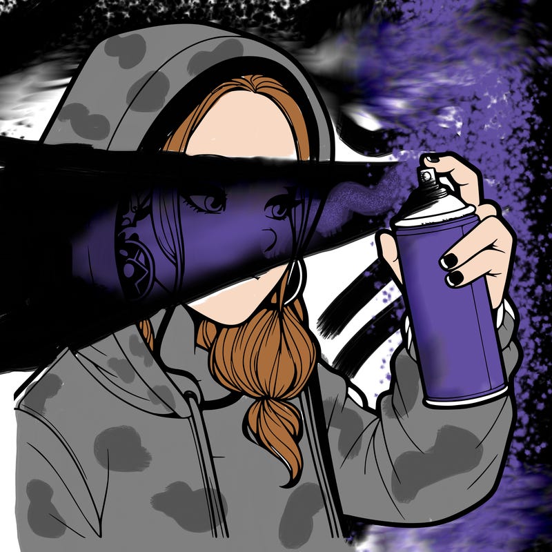 a realistic girl, spray painting