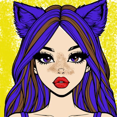 realistic girl with fox ears and realistic lips