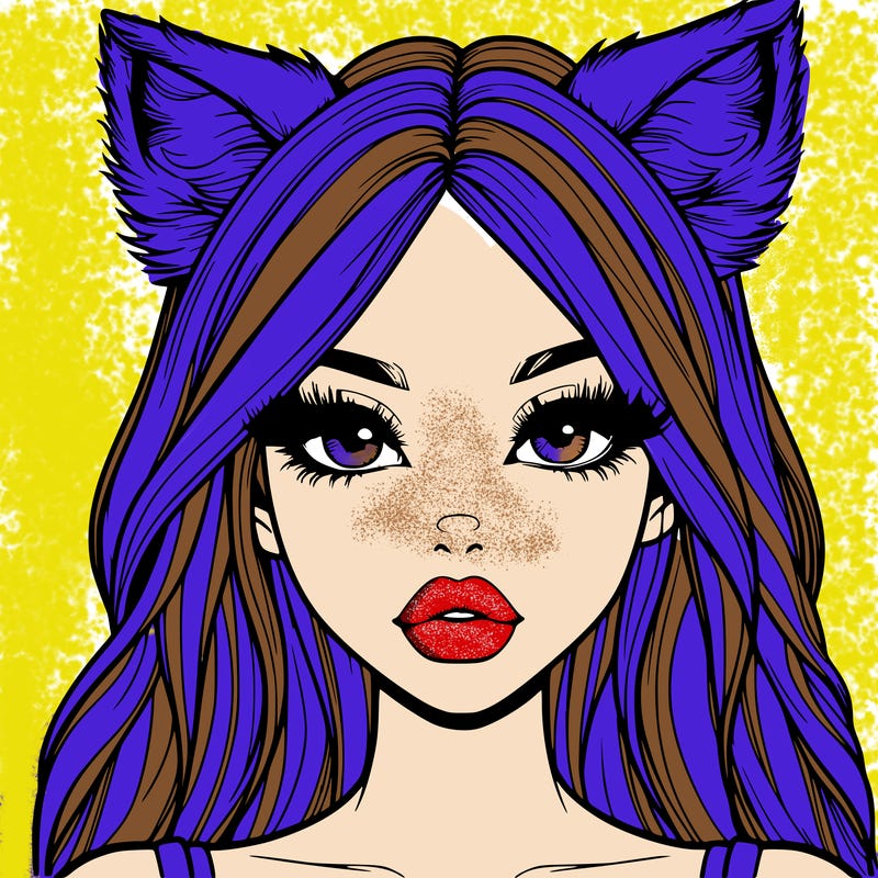 realistic girl with fox ears and realistic lips