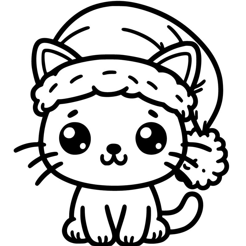 kitty with santa hat on