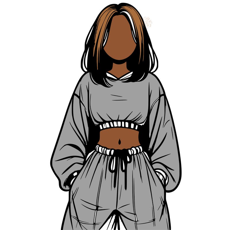 realistic girl faceless with baggy pants and a crop top
