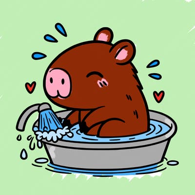 capybara taking a bath