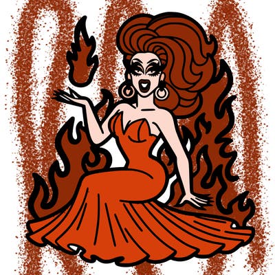 drag queen on fire