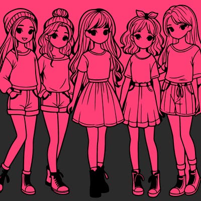 a group of five girls