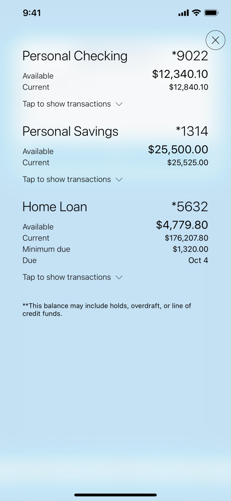 EECU mobile banking app interface showing checking savings and home loan account balances