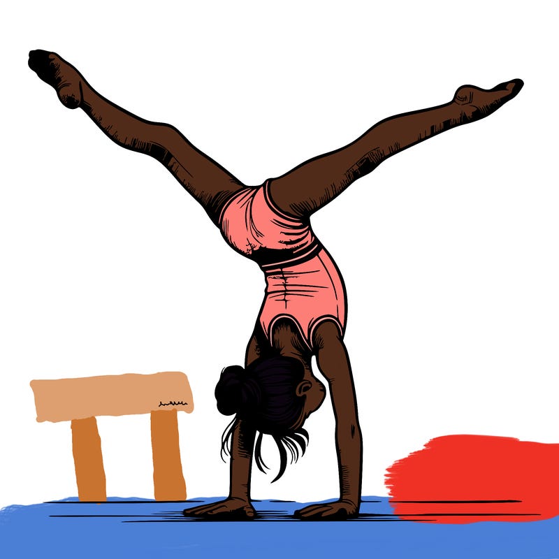 realistic gymnastic hand stand girl in four splits