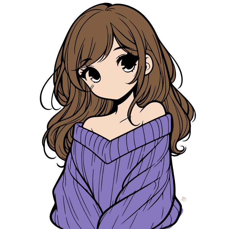 shy pretty girl wearing a sweater that is falling off one shoulder portrait