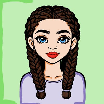 realistic girl with braids