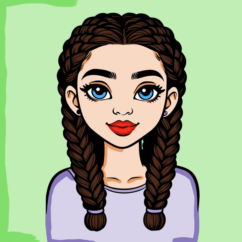 realistic girl with braids