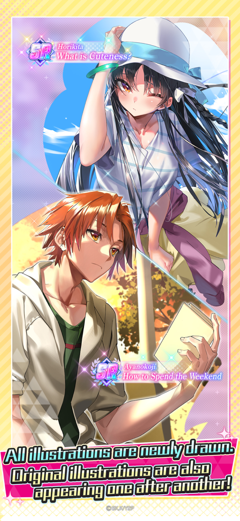 Classroom of the Elite - Newly drawn character cards for Horikita and Ayanokoji from the Classroom of the Elite mobile game