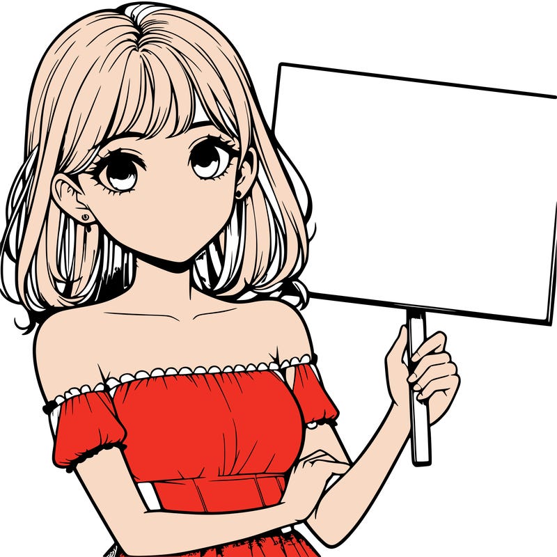 realistic pretty girl holding blank sign