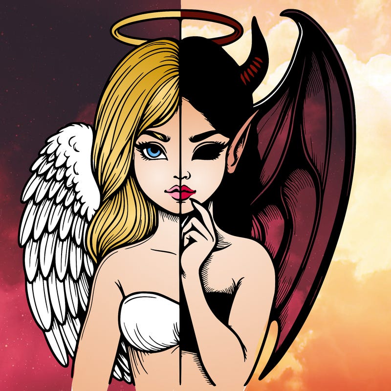 realistic angel half demon