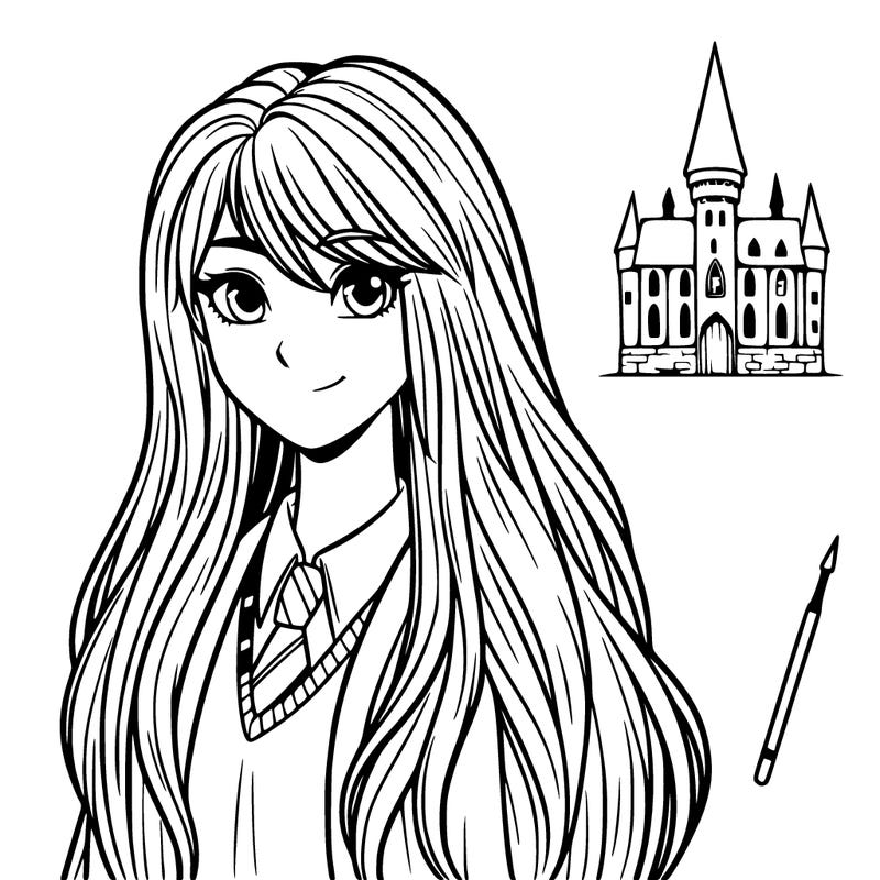 hogwarts student with long straight hair
