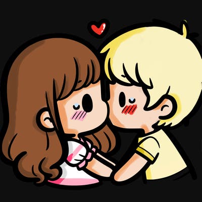 a girl and a boy kissing