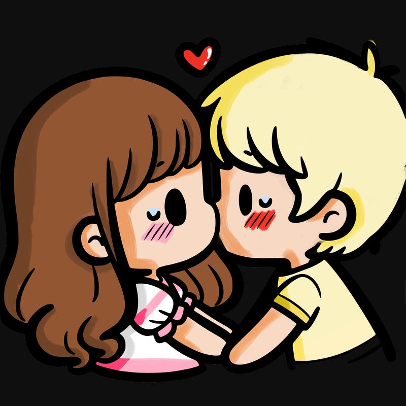 a girl and a boy kissing