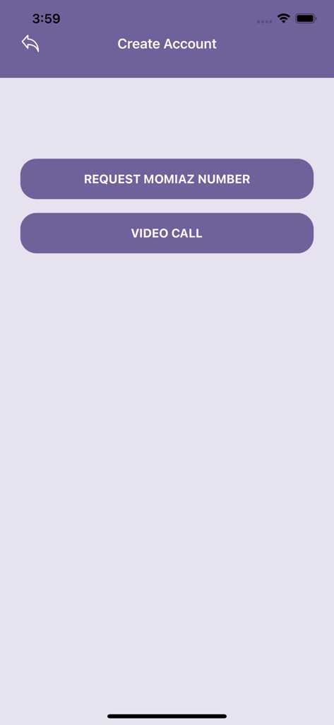 Customer On-Boarding - Al-Kuraimi bank app screen with buttons to request a Momiaz number or start a video call to create an account