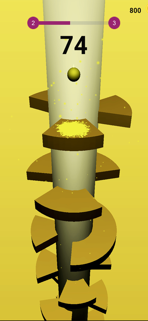 Gameplay of Helix Bouncy Ball Spiral Games featuring a ball jumping on rotating spiral platforms