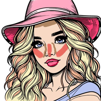 realistic girl with hat
