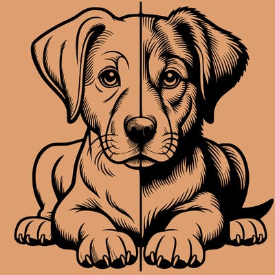 realistic dog split picture