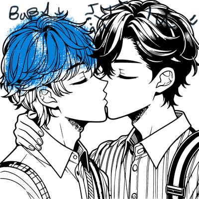manga boys kissing each other