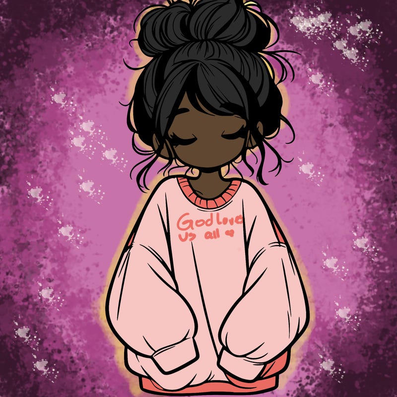 girl with baggy sweatshirt and messy bun