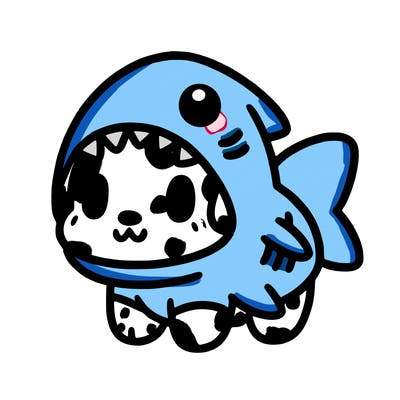 cute dog wearing a shark costume