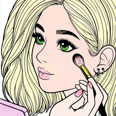 a realistic girl doing her makeup