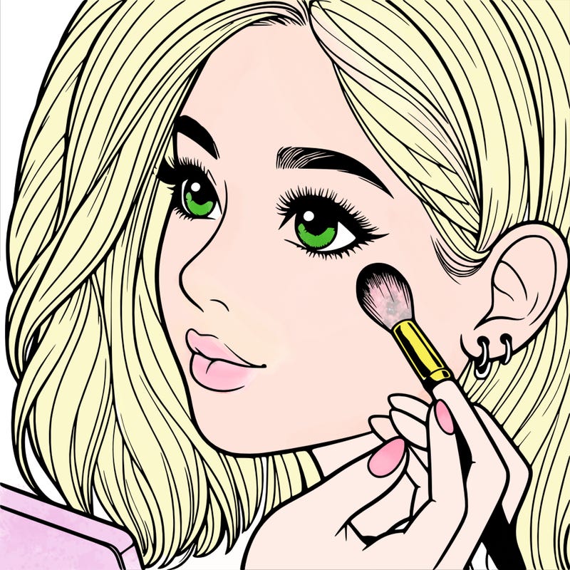 a realistic girl doing her makeup