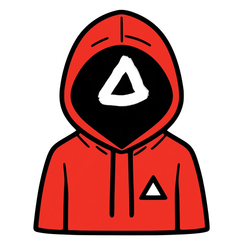 a person with non face waering a hoodie with a small triangle symbol